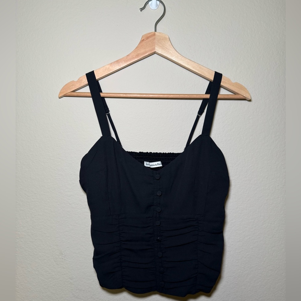 Abercrombie & Fitch Small black ruched crop Top